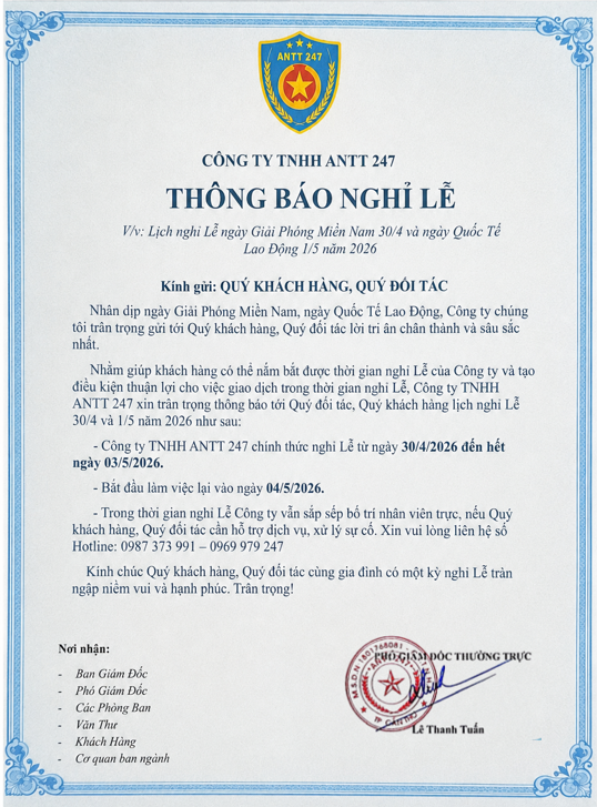 Thông Báo Nghỉ Lễ 30/4 - 1/5 Chính Thức